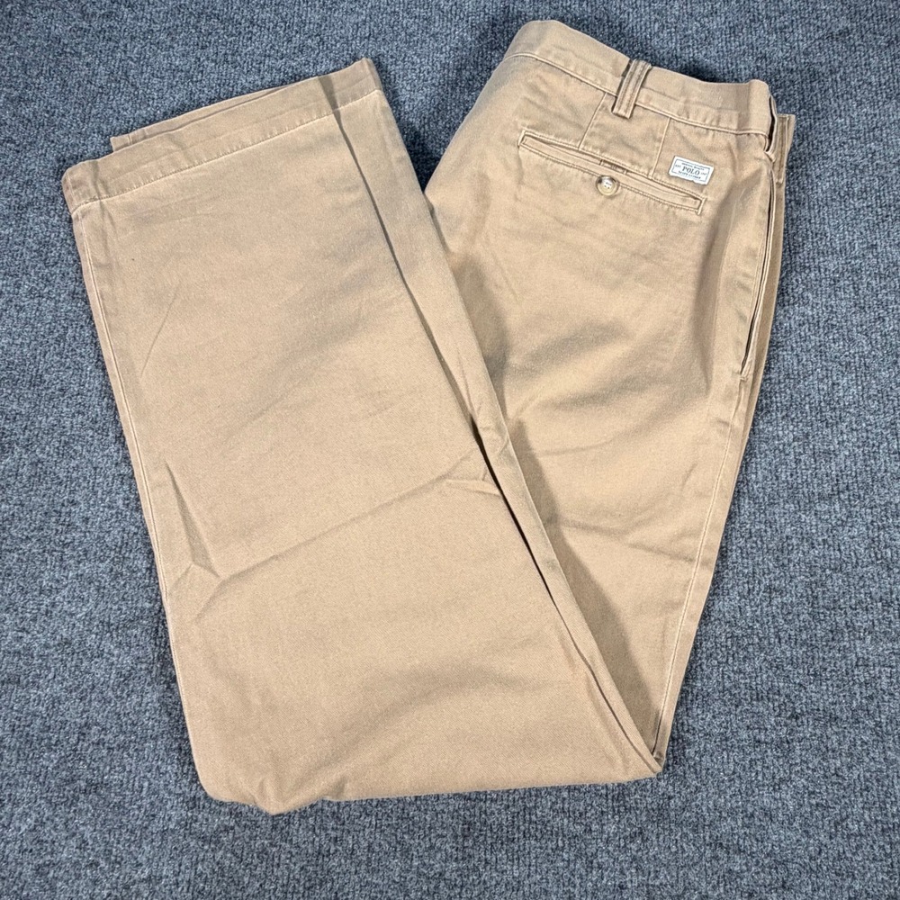 Polo Ralph Lauren Mens Classic Fit Chino Pants Tan Khaki 36x32 100% Cotton #4337